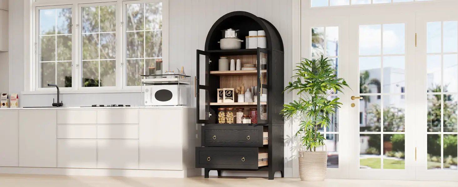 K&K 71" Tall Arched Kitchen Pantry Cabinet by HouseOfZazla