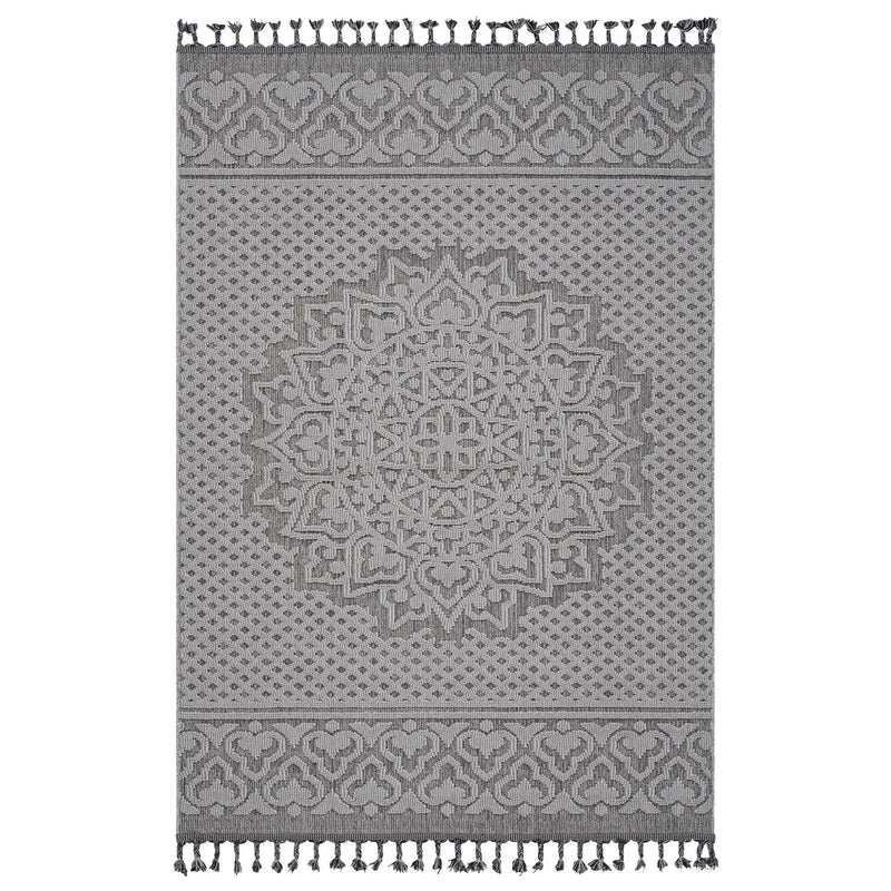 Guros - 4' X 6' Medallion Indoor / Outdoor Area Rug - Gray / White by Unique Piece Furniture