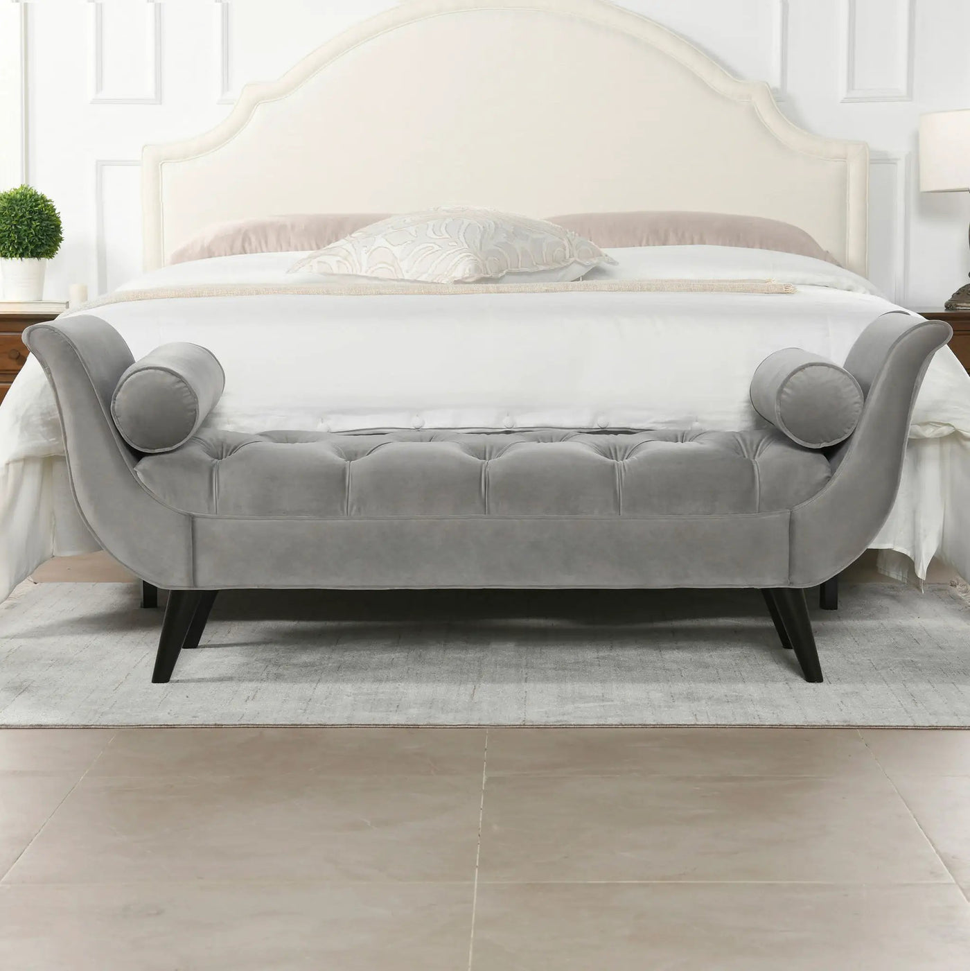 Alma - Tufted Flared Arm Entryway Bench by HouseOfZazla