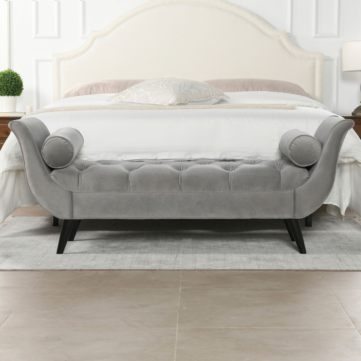 Tufted Flared Arm Entryway Bench with Flared Arms - Multiple Colors, photo 24 of 38