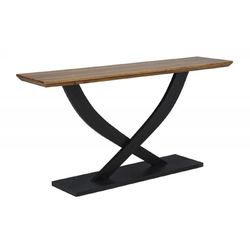Entryway Console Table With Cross Legs Design - Natural / Espresso by Unique Piece Furniture