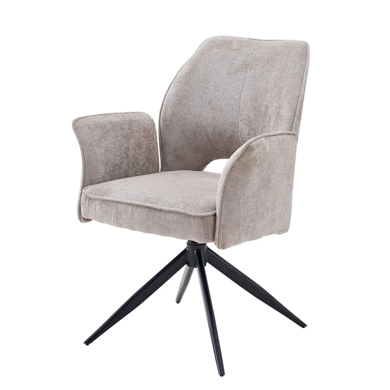 Dining Chair With Soft Cushion And 360° Rotation, Comfortable Armrest For Kitchen (Set of 2) - Gray by HouseOfZazla