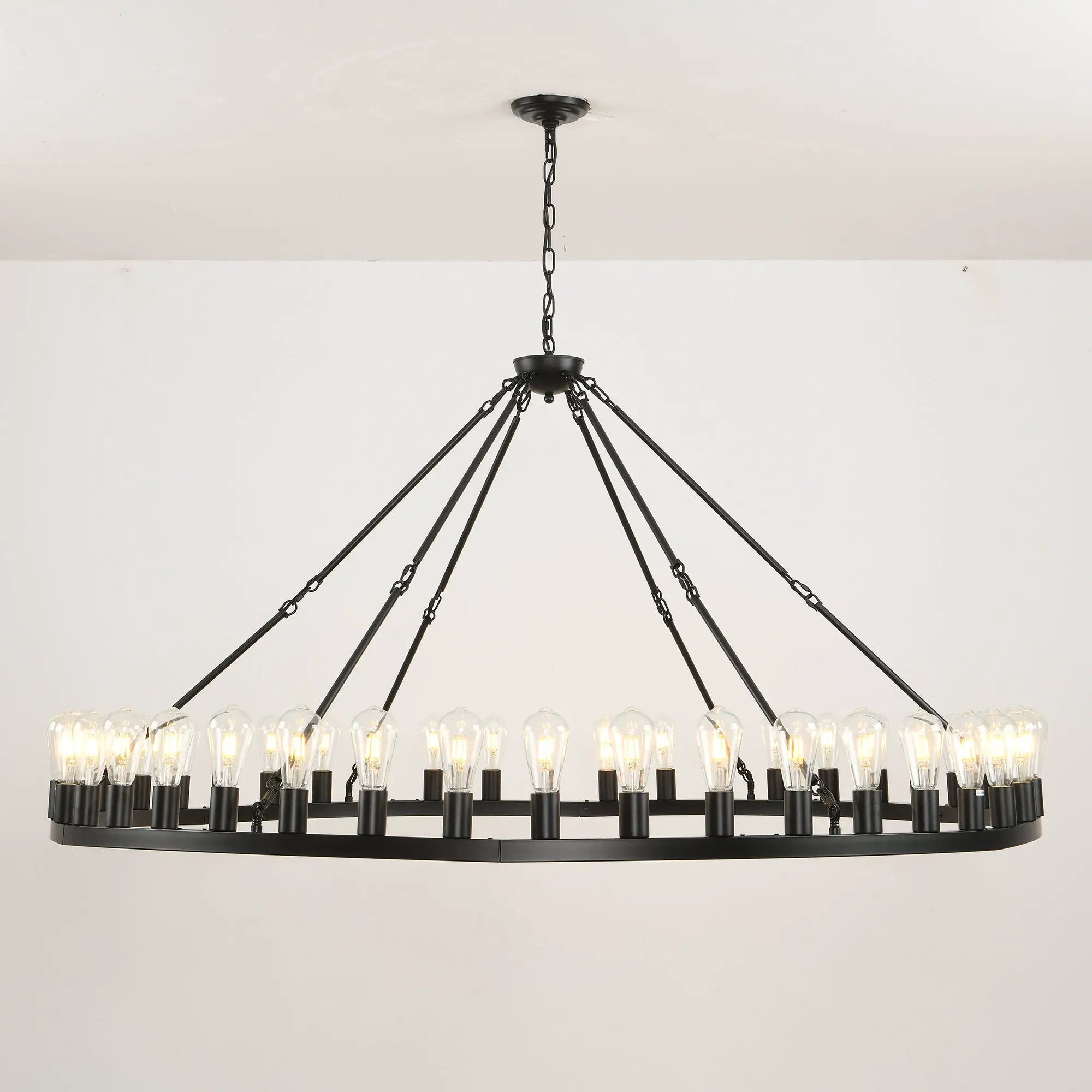 64 Inch Matte Black Wagon Wheel Chandelier With 30 Lights by HouseOfZazla