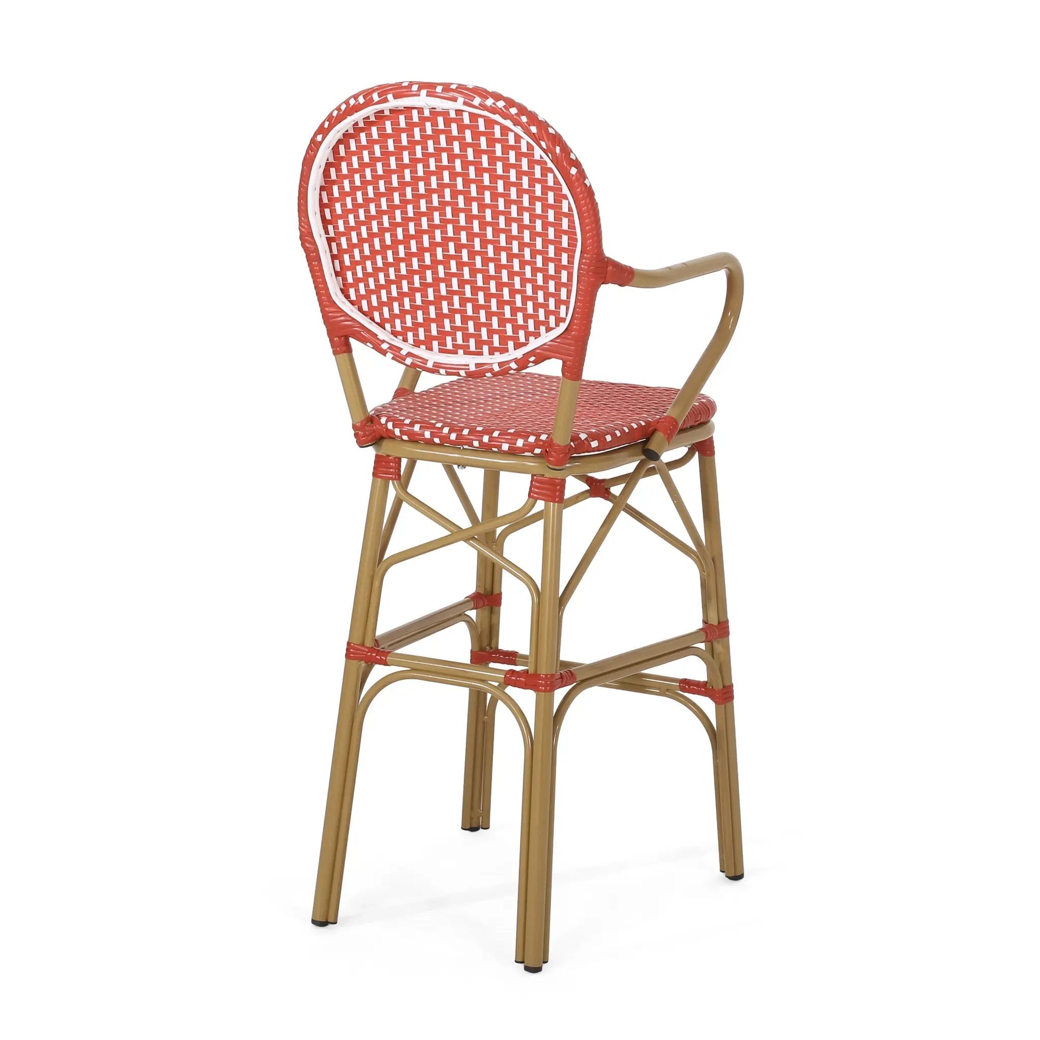 Outdoor Wicker and Aluminum French Barstools, Set of 2 by HouseOfZazla