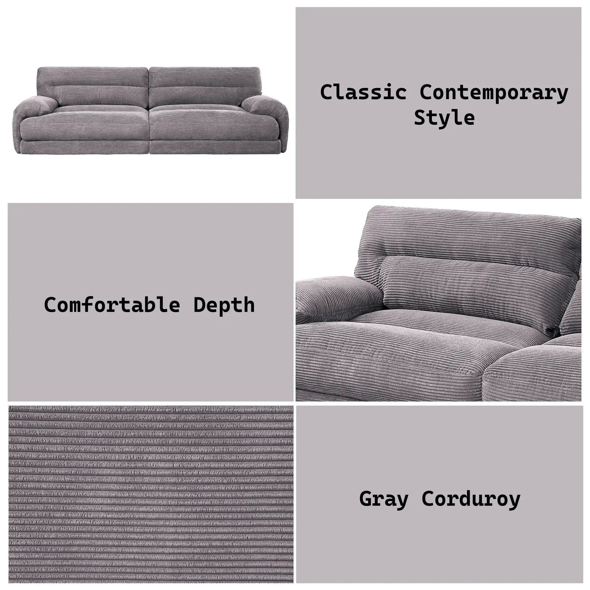 Cadenza - Corduroy Loveseat - Gray by Unique Piece Furniture