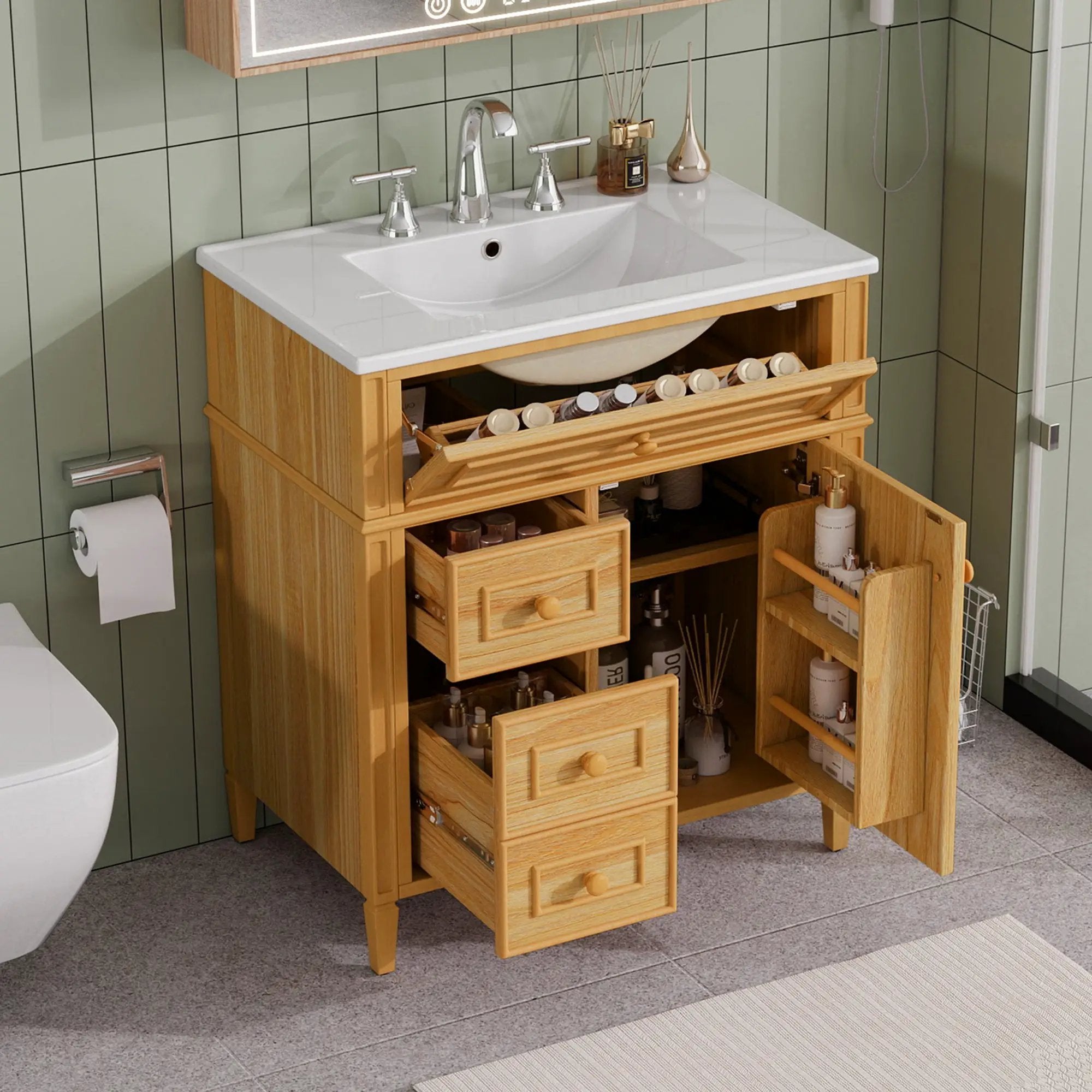 30" Bathroom Vanity with Sink and Wood Vanity Cabinet by HouseOfZazla