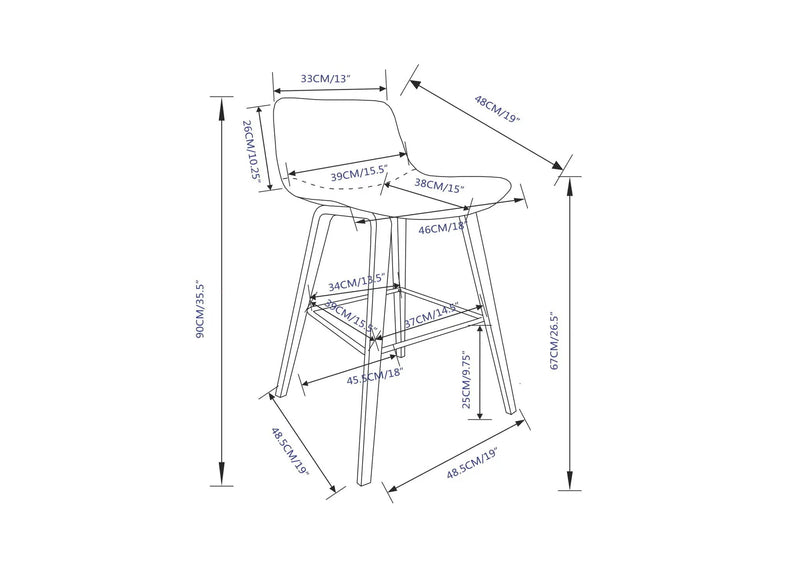 Addy - Counter Stool (Set of 2) - Distressed Brown by Unique Piece Furniture