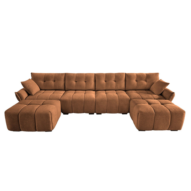 Sofa Set With Ottoman And Pillows, Textured, High Resilience Cushions by HouseOfZazla