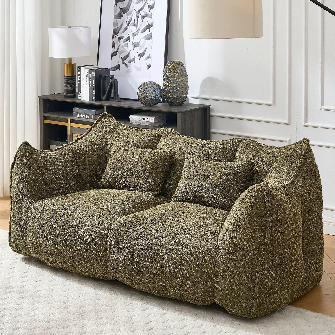 Comfortable Dual Beanbag Chair With High Resilience Foam Core For 2 People by Unique Piece Furniture