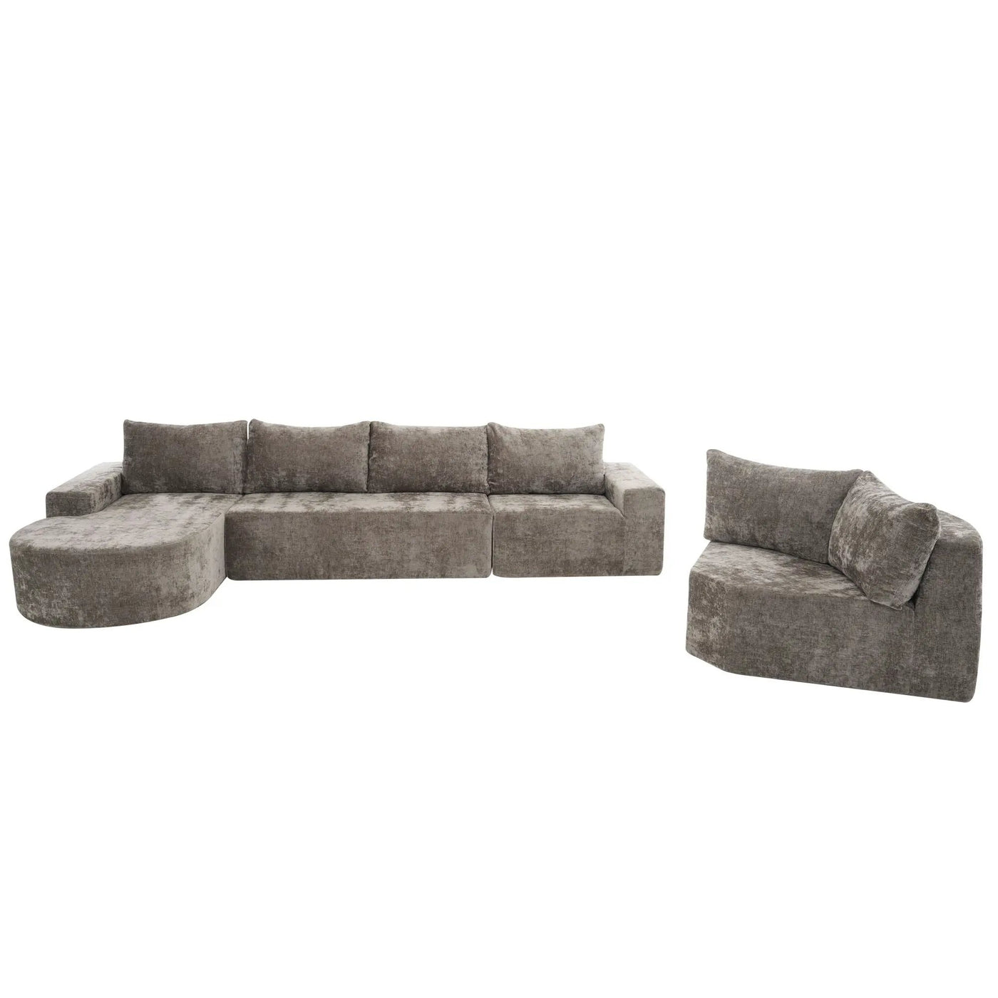 Modular Cloud Sectional Sofa Set, U-Shaped Upholstered Couch With Deep Seat by HouseOfZazla