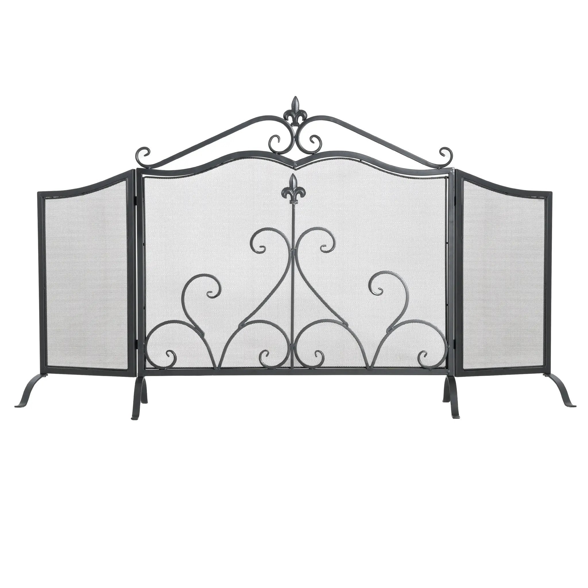 Onyx 3-Panel Iron Fireplace Screen 54" x 31.5" by HouseOfZazla