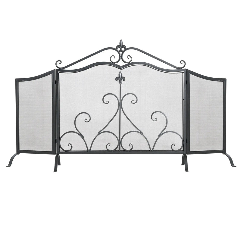 Onyx 3-Panel Iron Fireplace Screen 54" x 31.5" by HouseOfZazla