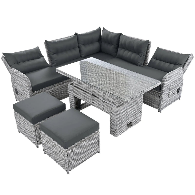 Outdoor Furniture Set Patio Rattan with Recliners and Tables by HouseOfZazla