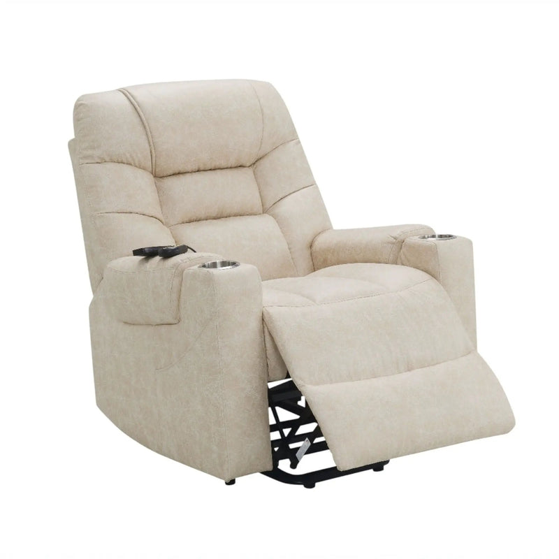 Nairi Leather Aire Power Motion Recliner with Lift Heating Massage - Ivory by HouseOfZazla