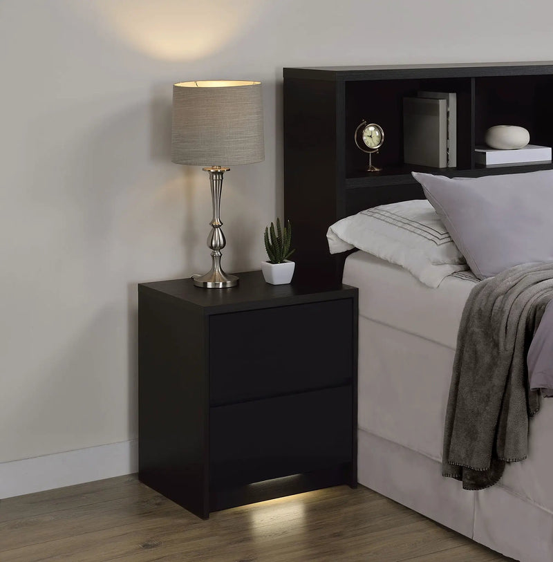 Westpark 2-drawer Nightstand LED Lights and USB Black by Unique Piece Furniture
