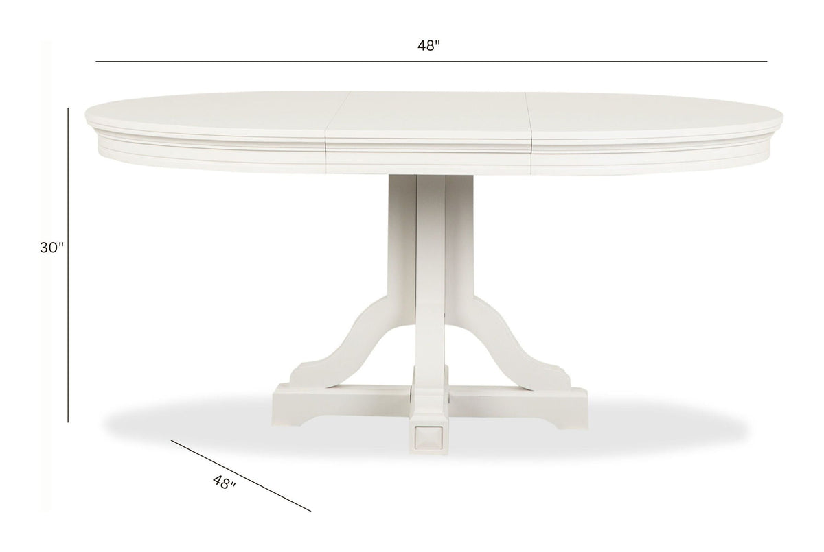 Willowbrook - Extendable 48" Round Dining Table - Egg Shell White, photo 4 of 7