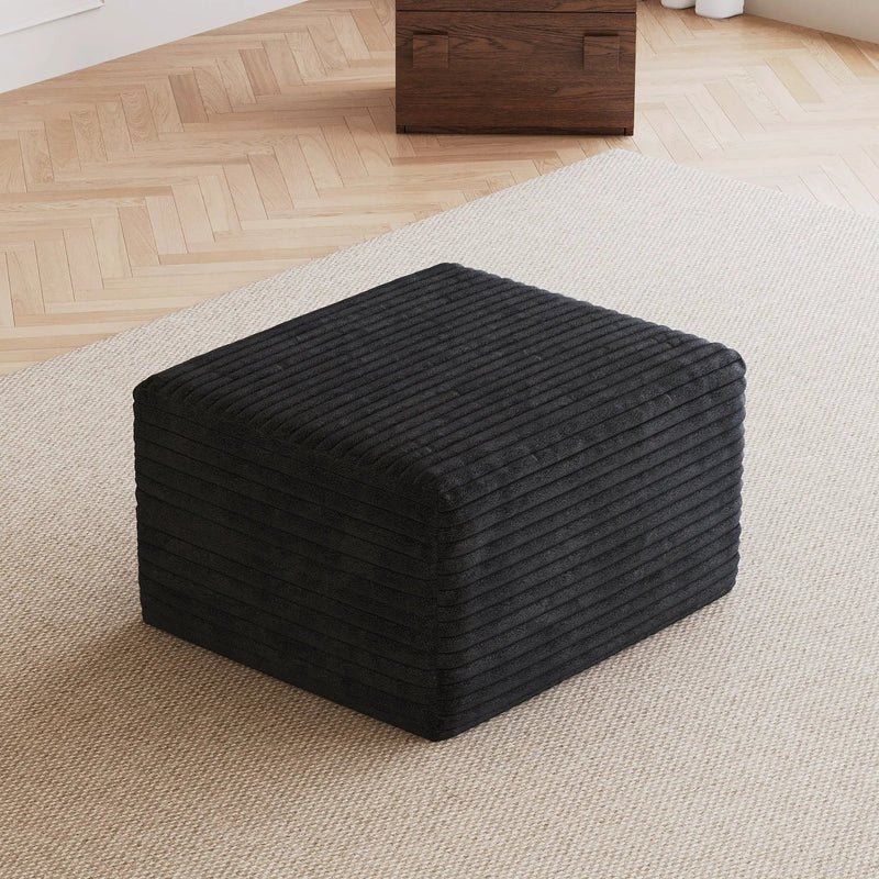Black Plush Corduroy Sofa Ottoman - No Assembly Required by HouseOfZazla