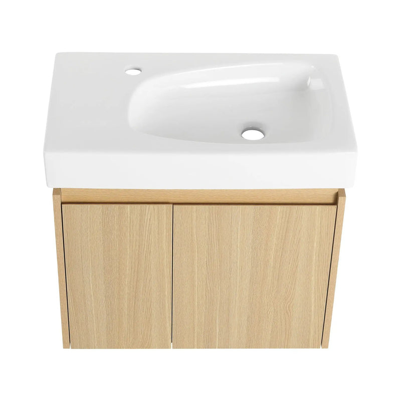 Modern Bathroom Vanity With Ceramic Basin, Wall Mounted Floating Sink Combo, Storage Cabinet by Unique Piece Furniture