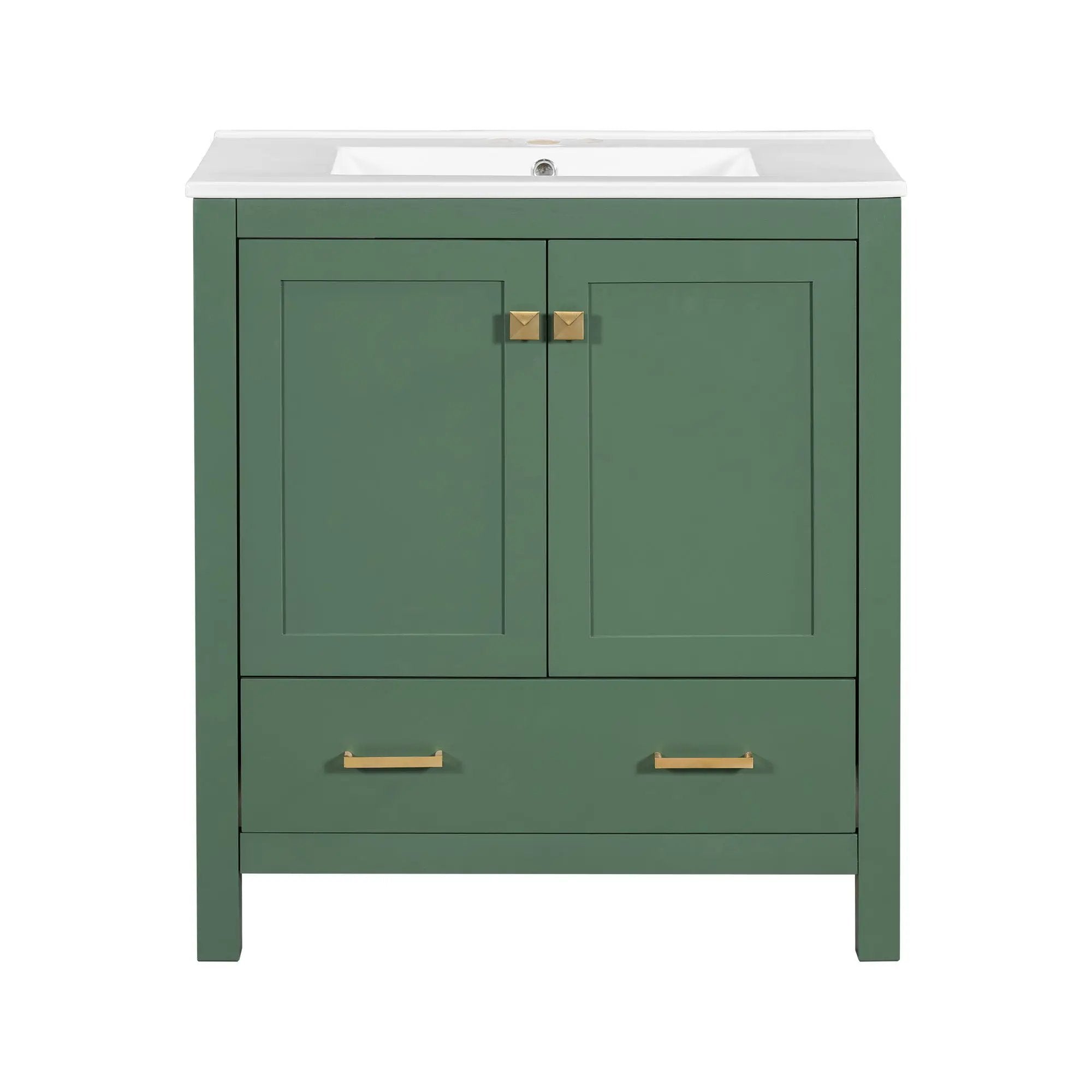 Bathroom Vanity With Single Sink, Combo Cabinet Undermount Sink, Bathroom Storage Cabinet With 2 Doors And A Drawer, Soft Closing, Multifunctional Storage, Solid Wood Frame by HouseOfZazla