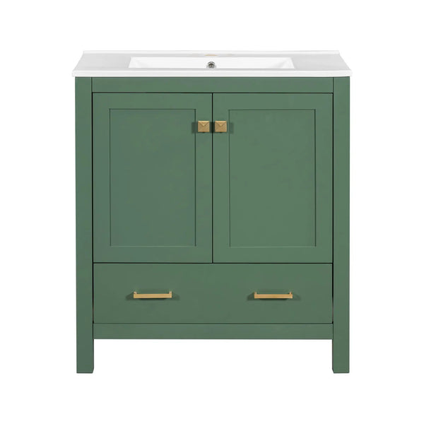 Bathroom Vanity With Single Sink, Combo Cabinet Undermount Sink, Bathroom Storage Cabinet With 2 Doors And A Drawer, Soft Closing, Multifunctional Storage, Solid Wood Frame