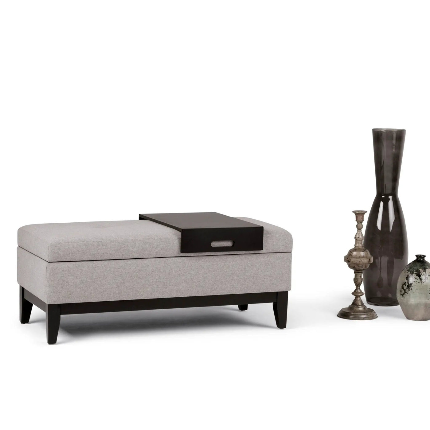 Oregon - Contemporary Storage Ottoman Bench With Tray by HouseOfZazla