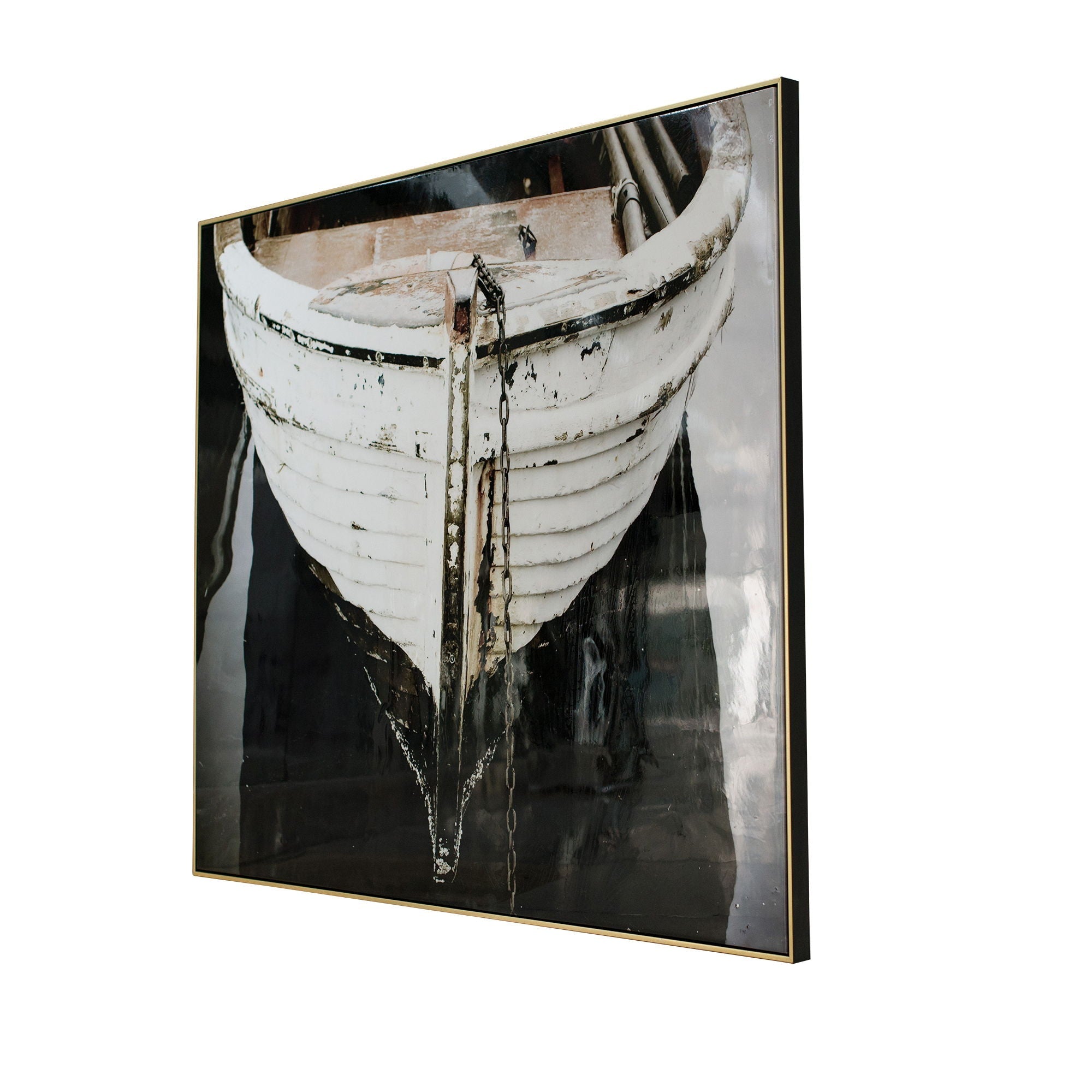 Large And Rectangular Wall Art With Frame, Wall Decor For Living Room - White / Blue by HouseOfZazla