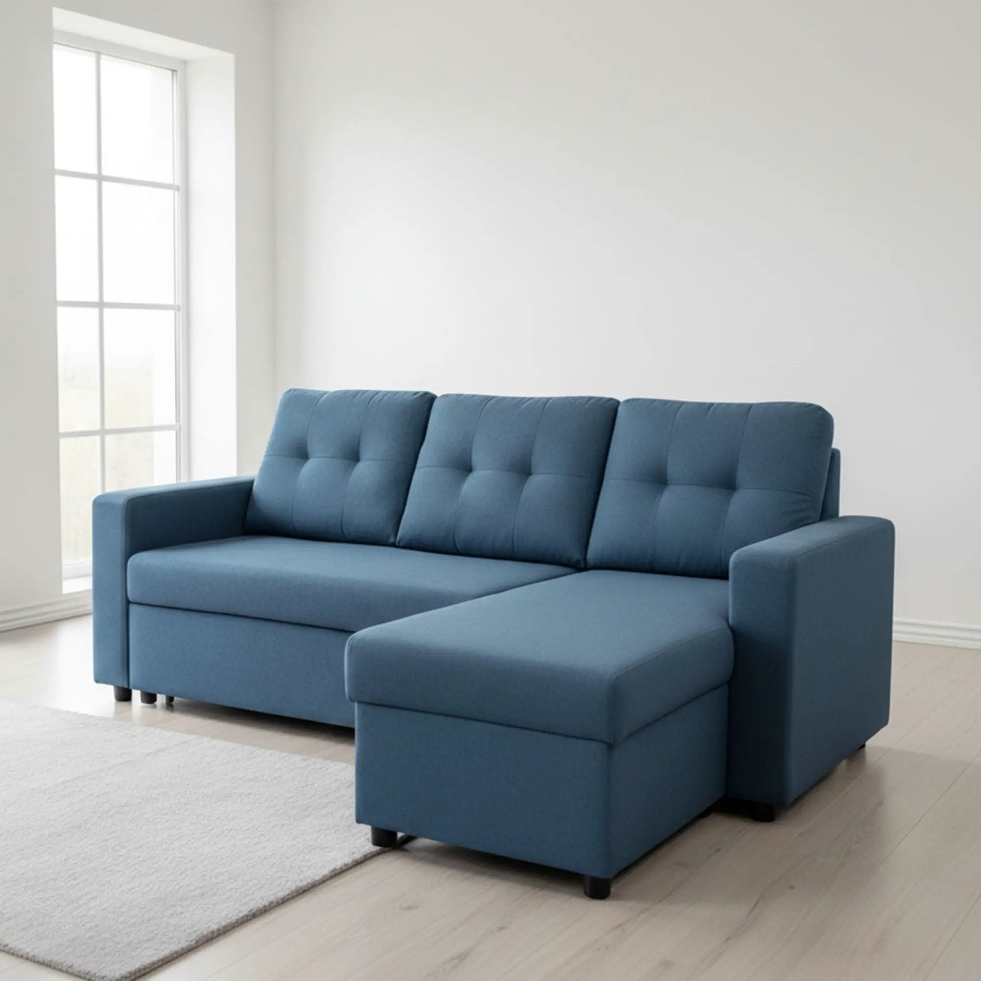 Convertible L Shaped Sectional Sleeper Sofa Bed, Saving Pull Out Couch by HouseOfZazla