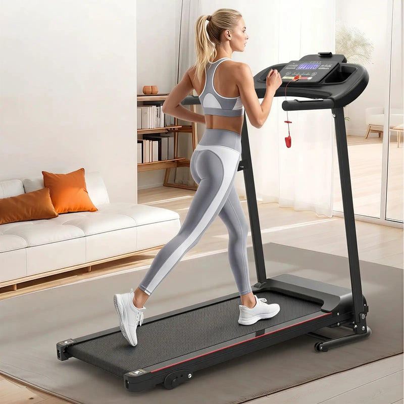 Foldable Electric Treadmill With 2.5Hp Motor, 12Km / H Speed, 3 Incline Levelstooth Music, Heart Rate Sensor, Spacious Running Belt For Indoor - Black by HouseOfZazla