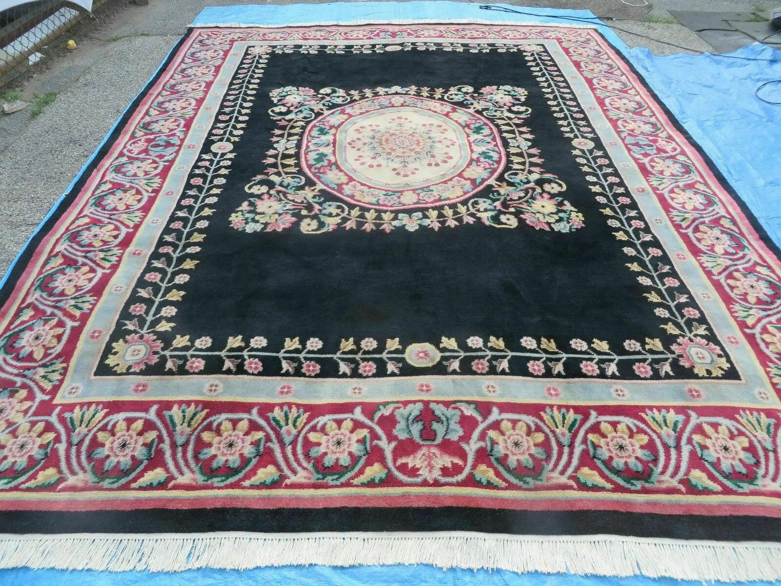 9' X 12' Decorative Chinese Aubusson Hand Knotted Pile Wool Rug Black Nice by Jewel Rugs