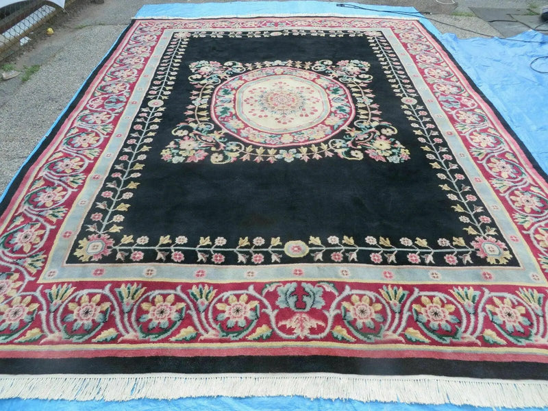 9' X 12' Decorative Chinese Aubusson Hand Knotted Pile Wool Rug Black Nice by Jewel Rugs