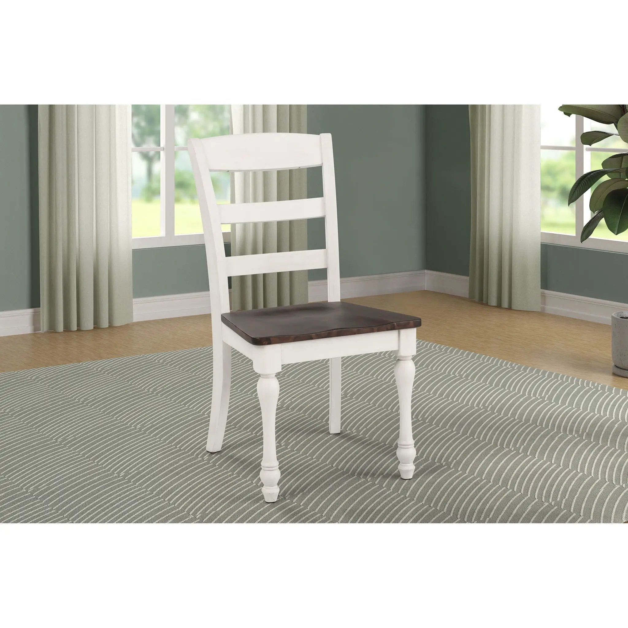 Ladder Back Side Chair With Saddle Seat (Set of 2) - White by HouseOfZazla