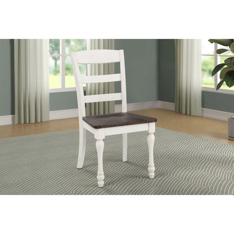 Ladder Back Side Chair With Saddle Seat (Set of 2) - White by HouseOfZazla
