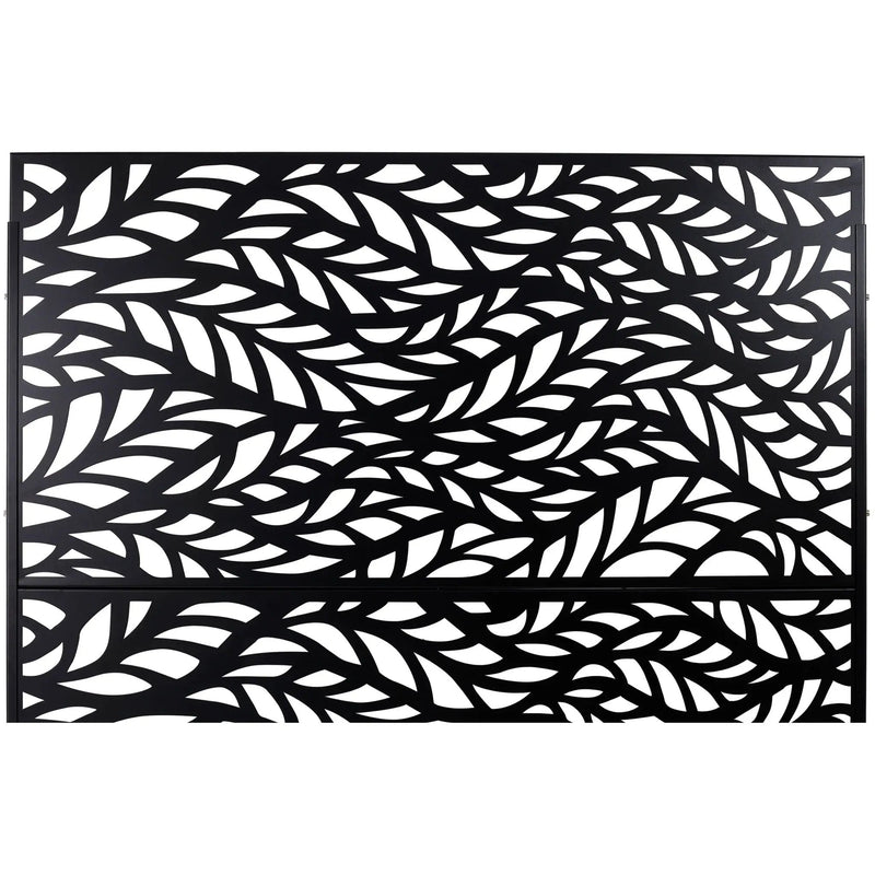 Outdoor & Indoor Privacy Screen Metal Privacy Screen, Freestanding Decorative Privacy Screen For Deck Balcony Patio - Black by Unique Piece Furniture