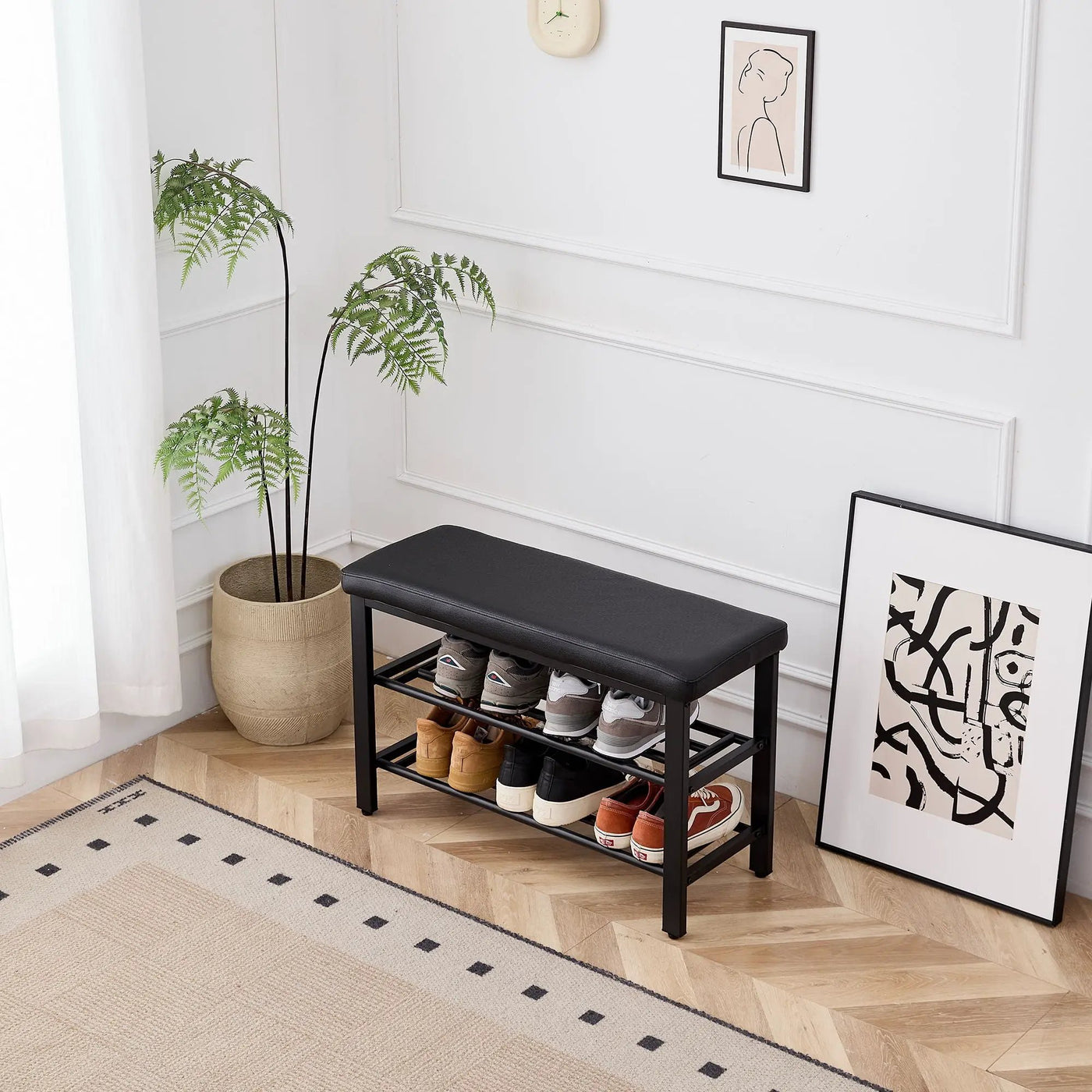 Shoe Bench With Cushion, Storage Seat For Entryway by HouseOfZazla