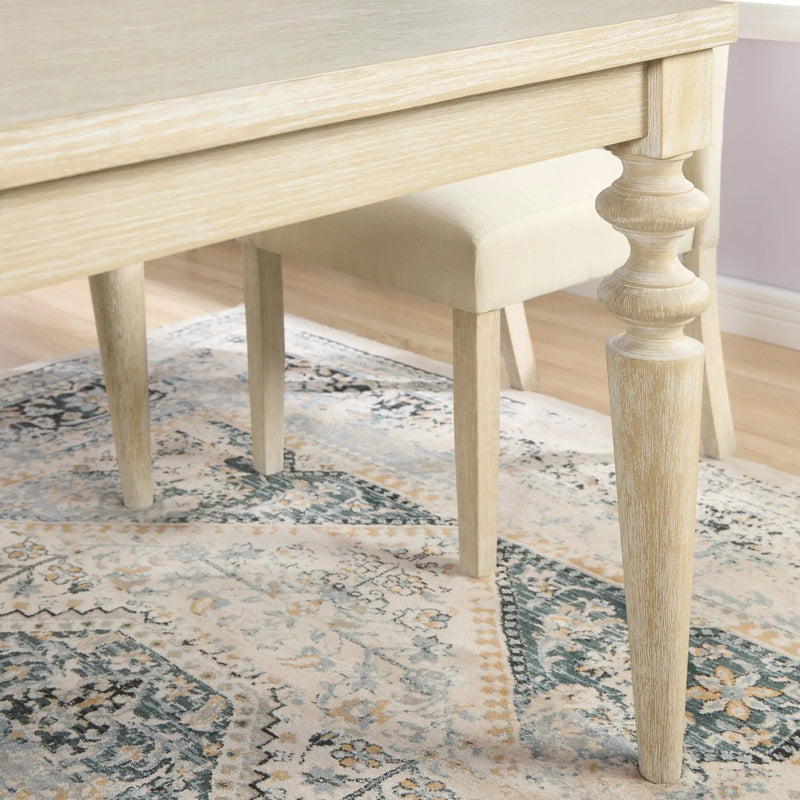 Amonia - 5 Piece Dining Set, Turned-Leg Dining Table With 4 Tufted Chairs - Beige Brown by Unique Piece Furniture