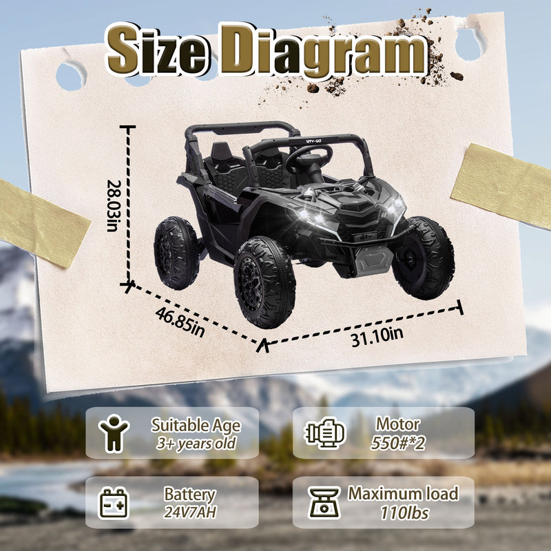 24V Two-Seater Kids Ride-On UTV with Parental Remote Control by HouseOfZazla