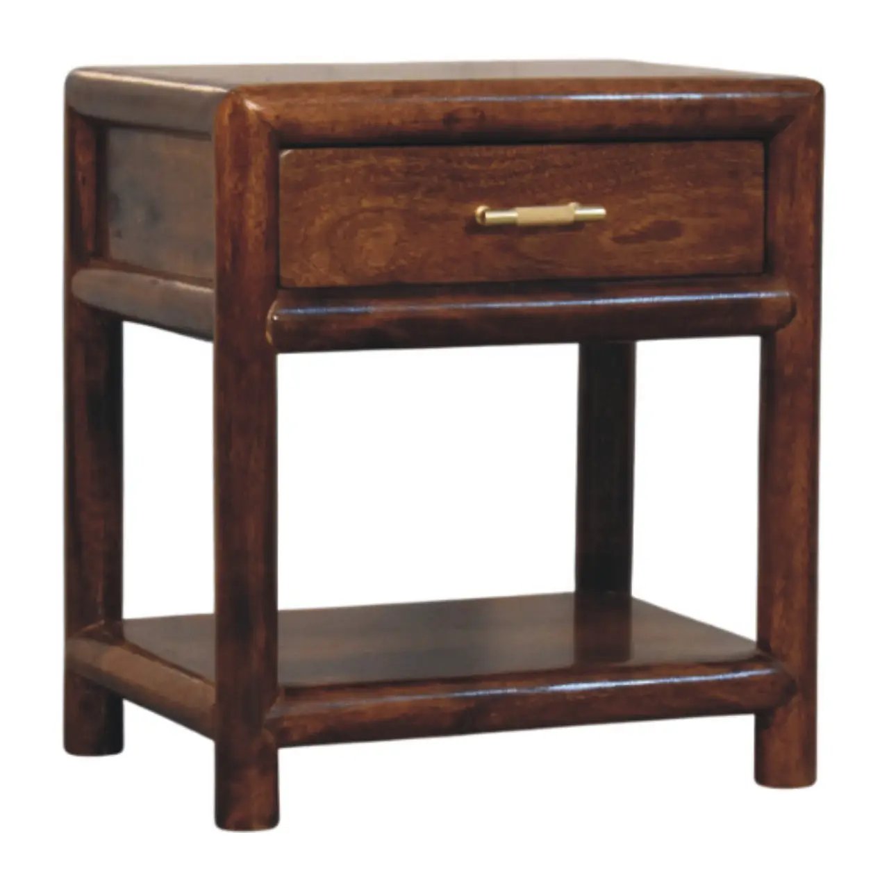 Solid Wood Regency Chestnut Nightstand, 1-Drawer, 1 Open-Slot by HouseOfZazla