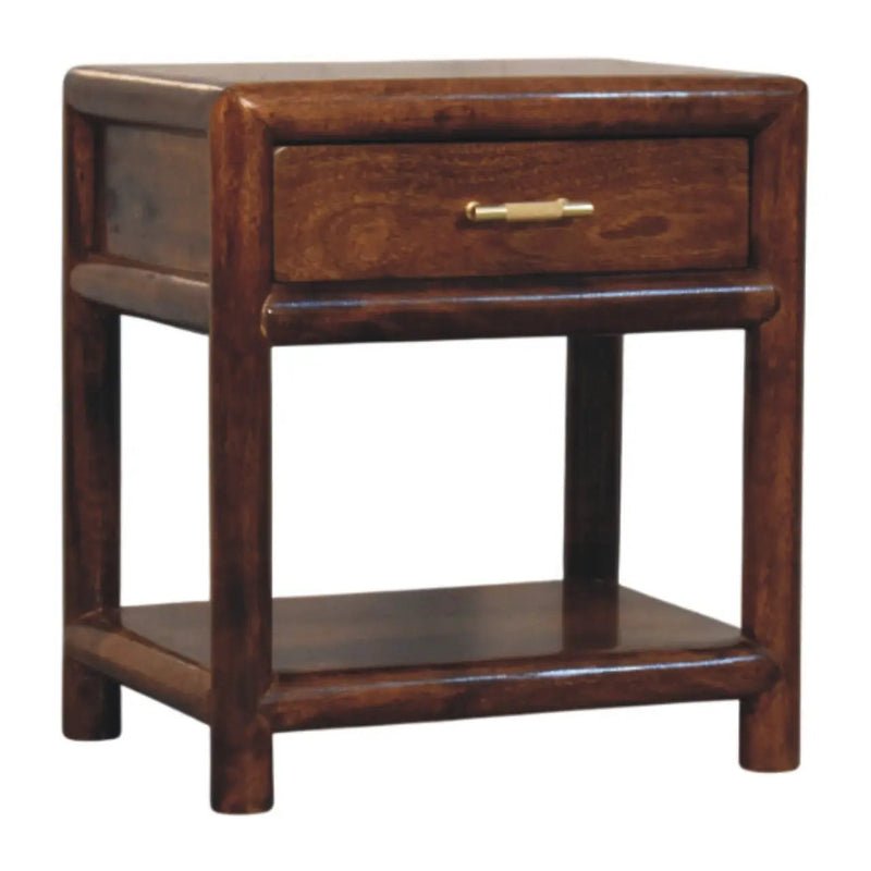 Solid Wood Regency Chestnut Nightstand, 1-Drawer, 1 Open-Slot by HouseOfZazla