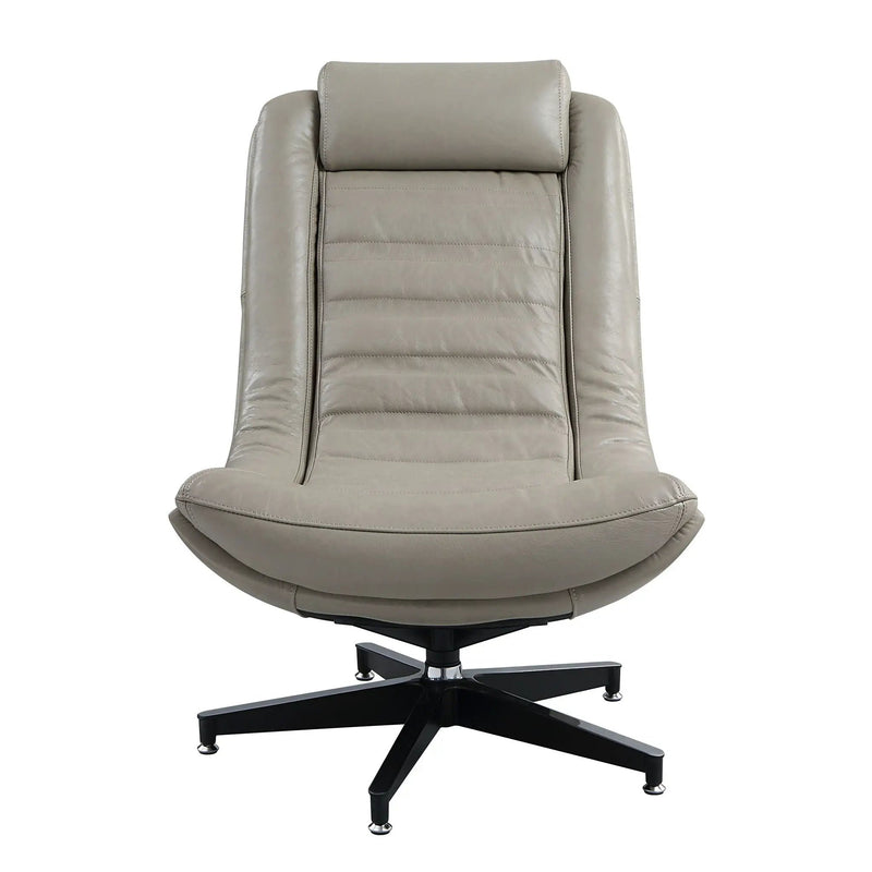 Piran - Twilight Top Grain Leather Accent Chair And Ottoman With Swivel - Gray by HouseOfZazla