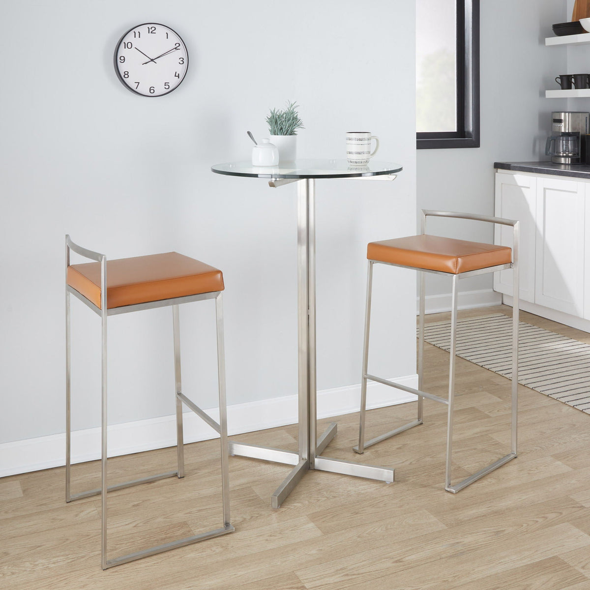 Contemporary Stackable Barstool with Padded Seat - Multiple Colors