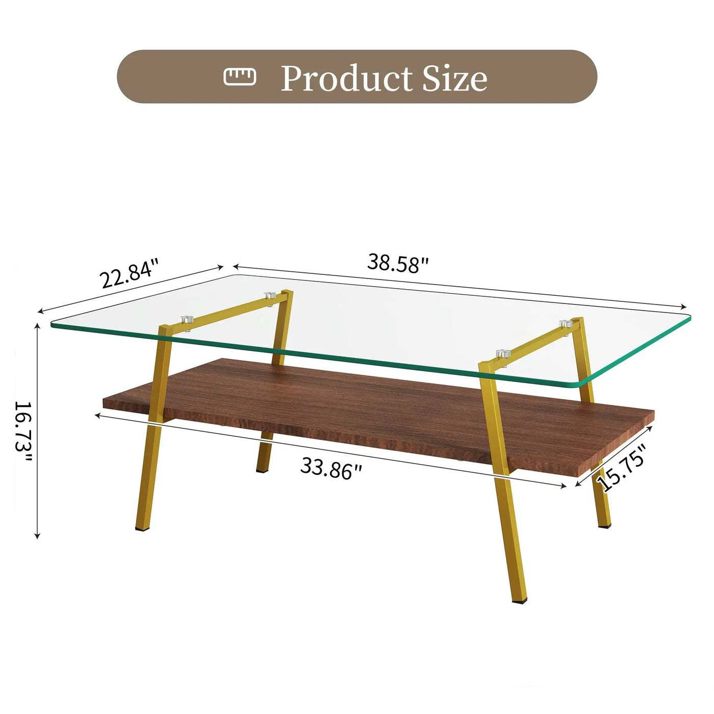 Rectangle Coffee Table, Tempered Glass Tabletop With Metal Legs, Modern Table For Living Room by HouseOfZazla