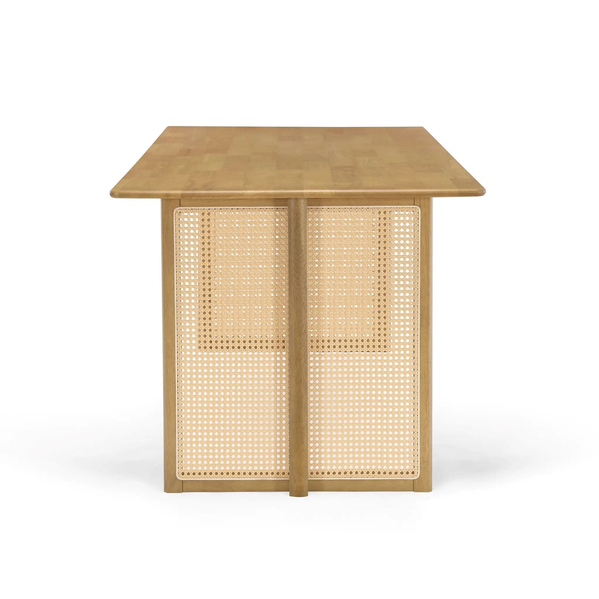 Natural Color Rubber Wood Dining Set with Plastic Rattan by HouseOfZazla