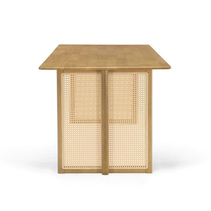 Natural Color Rubber Wood Dining Set with Plastic Rattan by HouseOfZazla