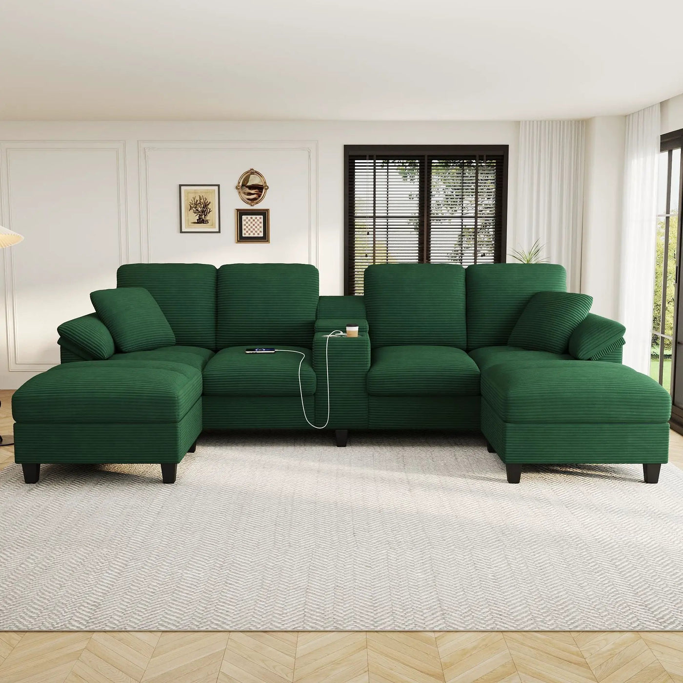 Modern U-Shaped Sectional Sofa With Storage Ottomans by Unique Piece Furniture