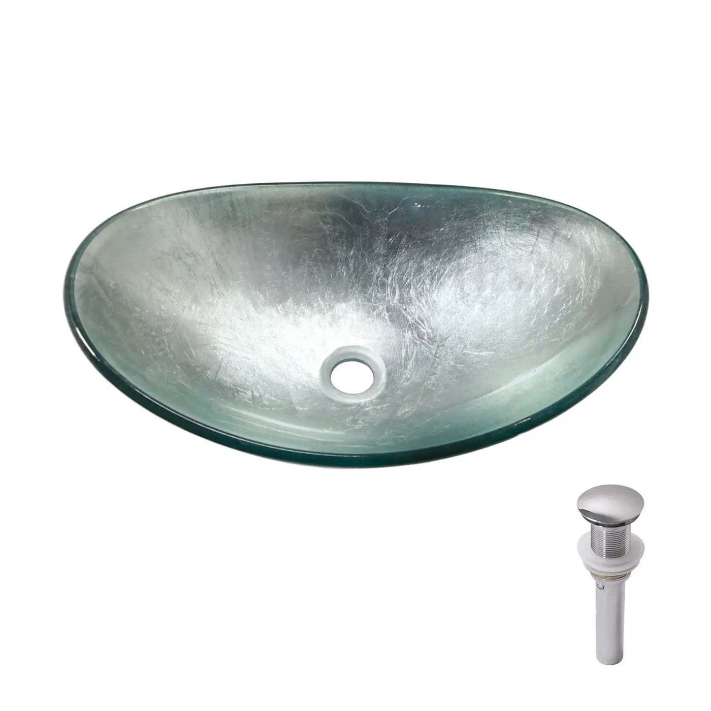 Tempered Glass Vessel Sink With Boat Shape Pop-Up Drain by HouseOfZazla