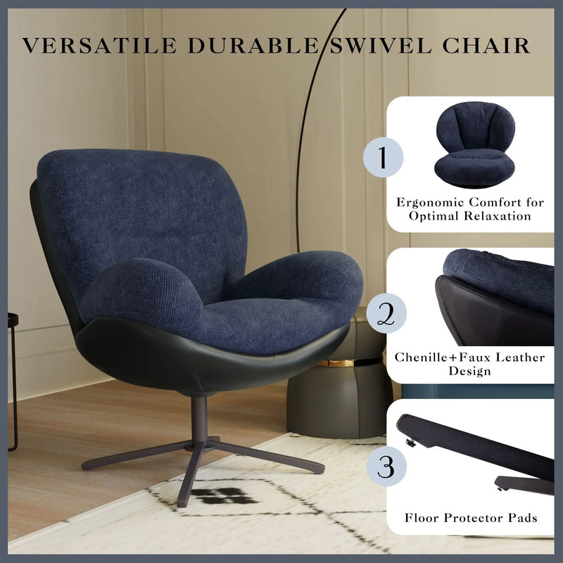 360° Swivel Office Chair, No Wheels by HouseOfZazla