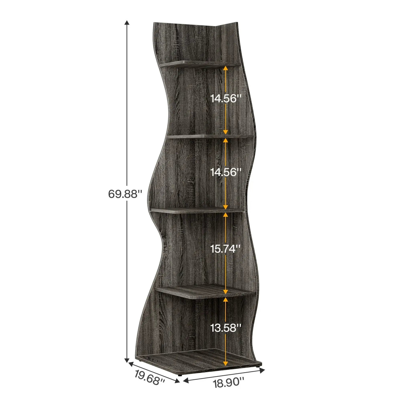 5 Tier Wavy Corner Bookshelf And Plant Stand For Living Room by HouseOfZazla