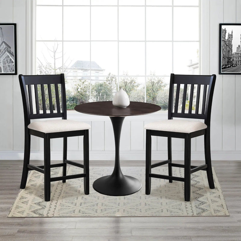 Transitional Rubberwood Dining Room Chairs (Set of 2) With Slatted Back - Black by Unique Piece Furniture