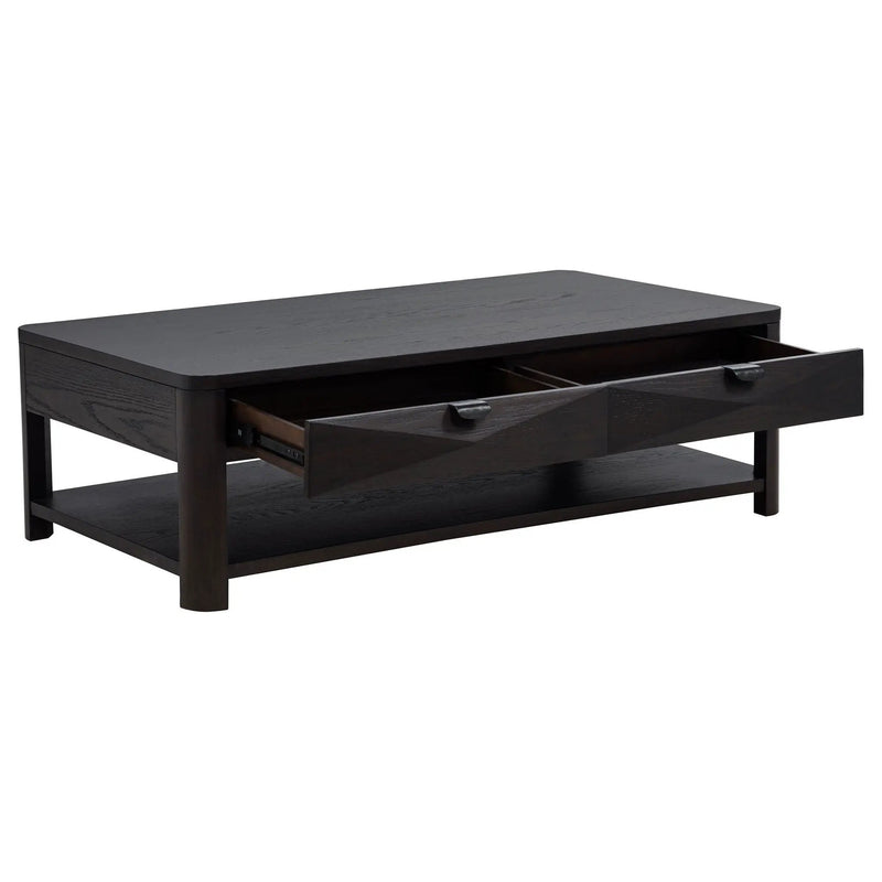 Marcelo Wood Coffee Table with 2 Drawers and Shelf Coffee by Unique Piece Furniture