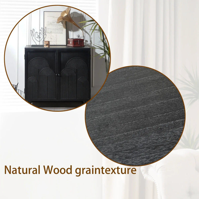 Modern Black Wood Storage Cabinet with Embossed Door by HouseOfZazla